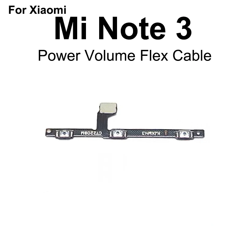 For Xiaomi Mi Note 3 Power On Off Button + Volume Up Down Switch Side Key Flex Cable Replacement Repair Part phone switch key power volume control button