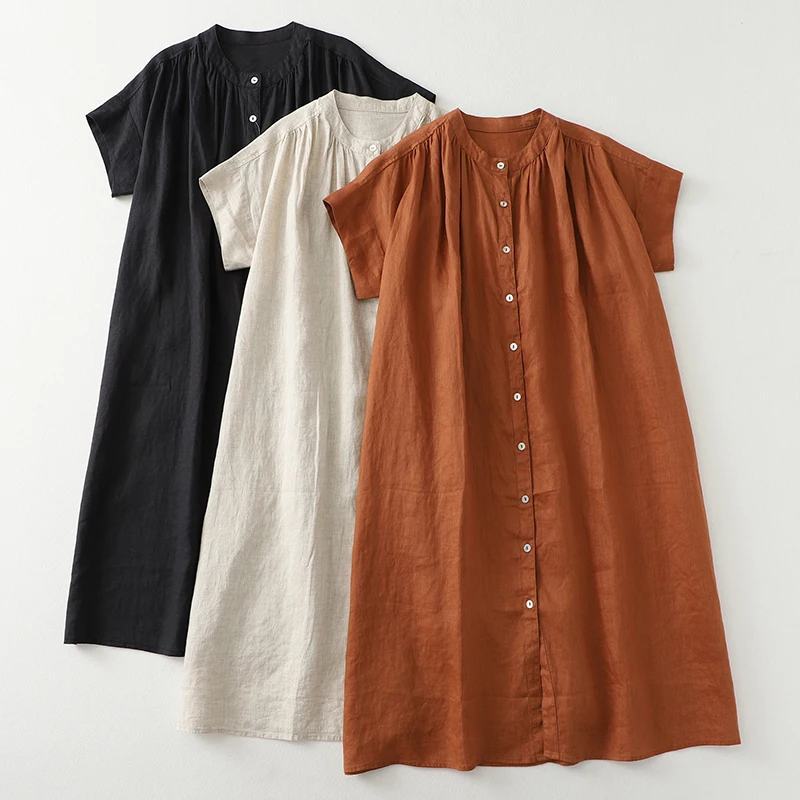 【Special Offer】Korean Linen Shirt Dress with Belt