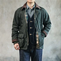 American Oil Wax Hunting Jacket Men Lapel Vintage Amekage Waterproof British Windbreaker Jacket Man Spring Autumn Winter 2025New 1