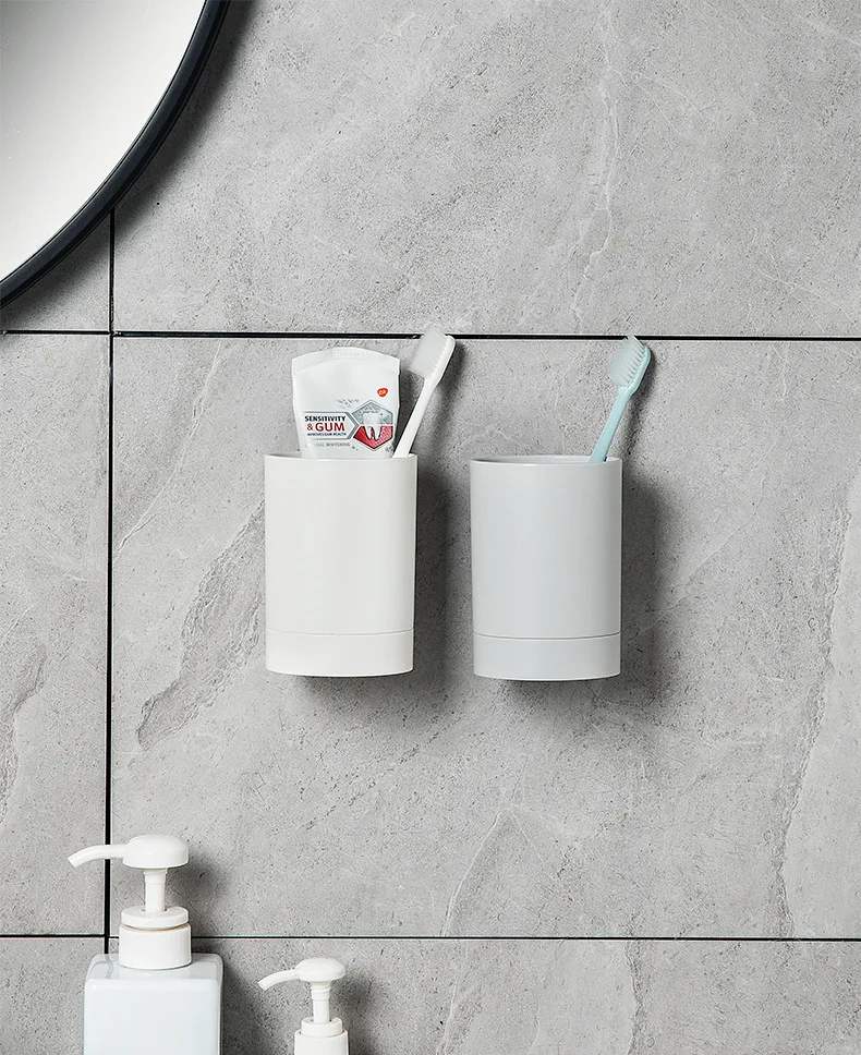 Toothbrush Holder Bathroom Storage Rack Wall Mounted Storage Hook Simple Wall Mounted Toothbrush Holder Toothpaste Mouth Cup Holder Drill-Free Bathroom Storage Shelf Portable Rack Organize