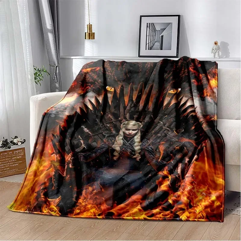 Game Dragon Plush Throw Blanket TV Series Thrones Fleece Bedspread Blanket Flannel Bedding Square Picnic Wool Soft Blanket 2