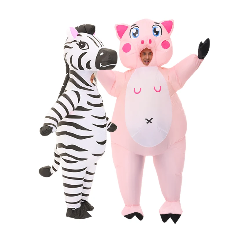 Inflatable Animal Costume Pink Pig Zebra For Carnival Halloween Party