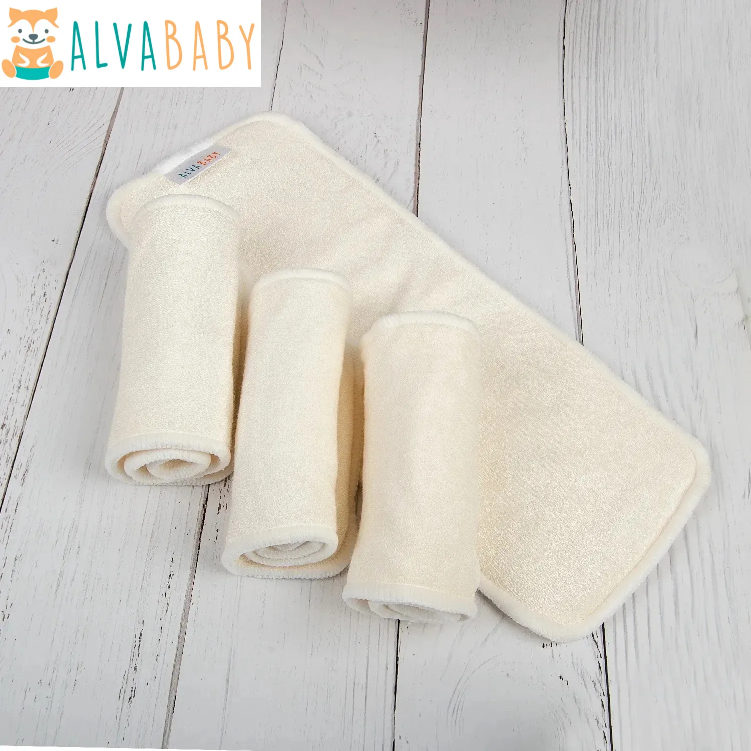 ALVABABY 12 Fodere In Viscosa Di Bambù Per Pannolini Lavabili – 4 Strati, Ipoallergeniche, Riutilizzabili