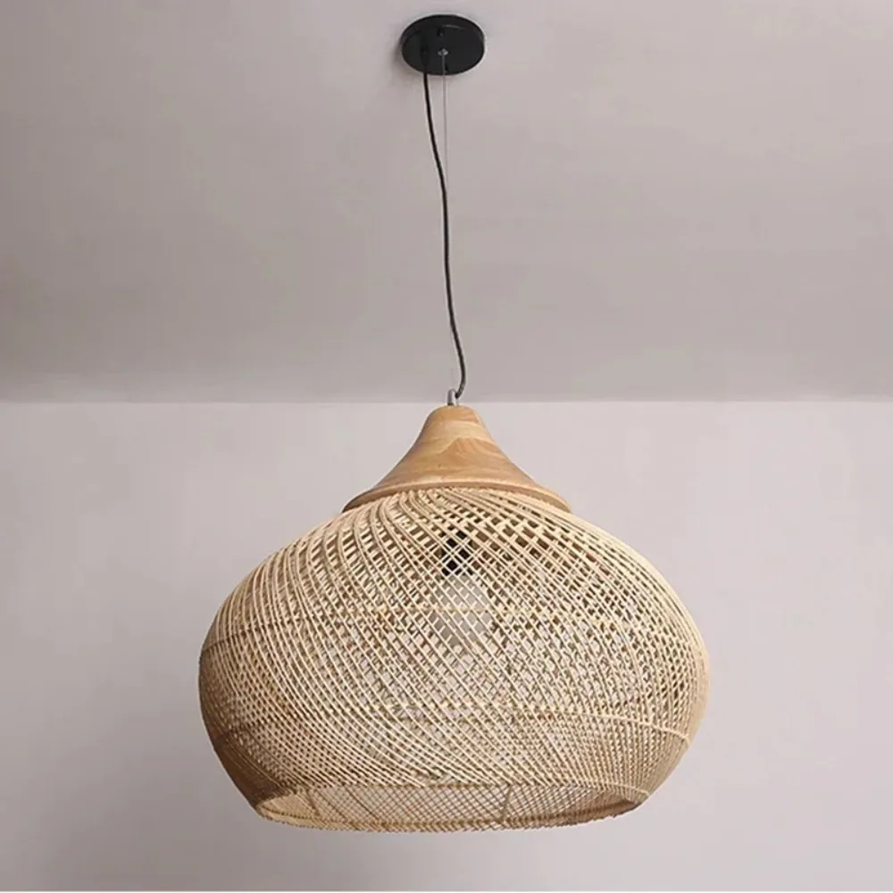 40-60CM Vintage Bamboo Pendant Lights Boho Chinese Hanging Lamp for E27 Home Decoration Light Fixture Office Bedroom Restaurant