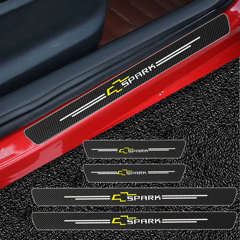Car Sticker Carbon Fiber Door Sill Guards for Chevrolet Spark