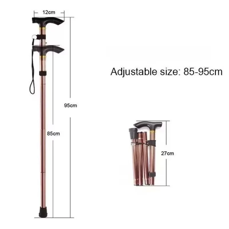 Multifunction Walking Stick Trekking Poles Telescopic Fold Crutches Hiking Stick Crutch Elderly Metal Stick Walking Cane Outdoor