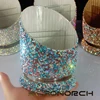 Luxury Rotary Rhinestone Makeup Organizers Sparkling Pencil Pen Holder Cosmetic Storage Tool Cosmetic Brush Storage Box 3 Slots 6