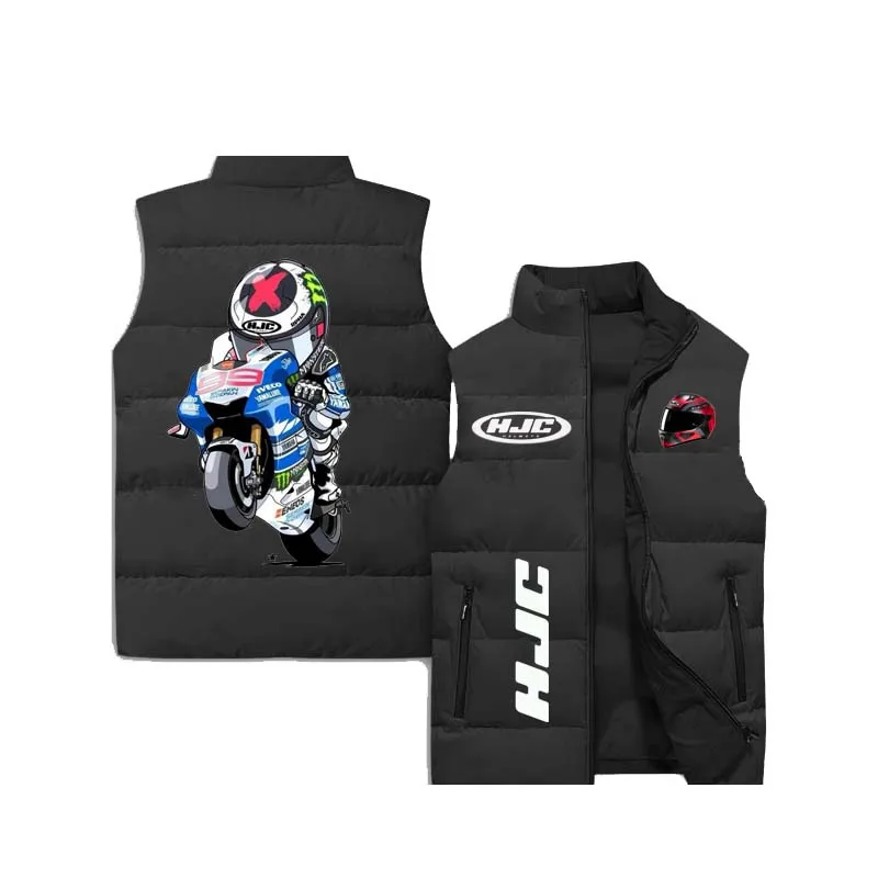 thumbnail image 1 of Chaqueta sin mangas con estampado de motocicleta HJC para otoño/invierno, estilo hip-hop callejero, resistente al viento y cálida, talla grande para hombre, 1 of 4