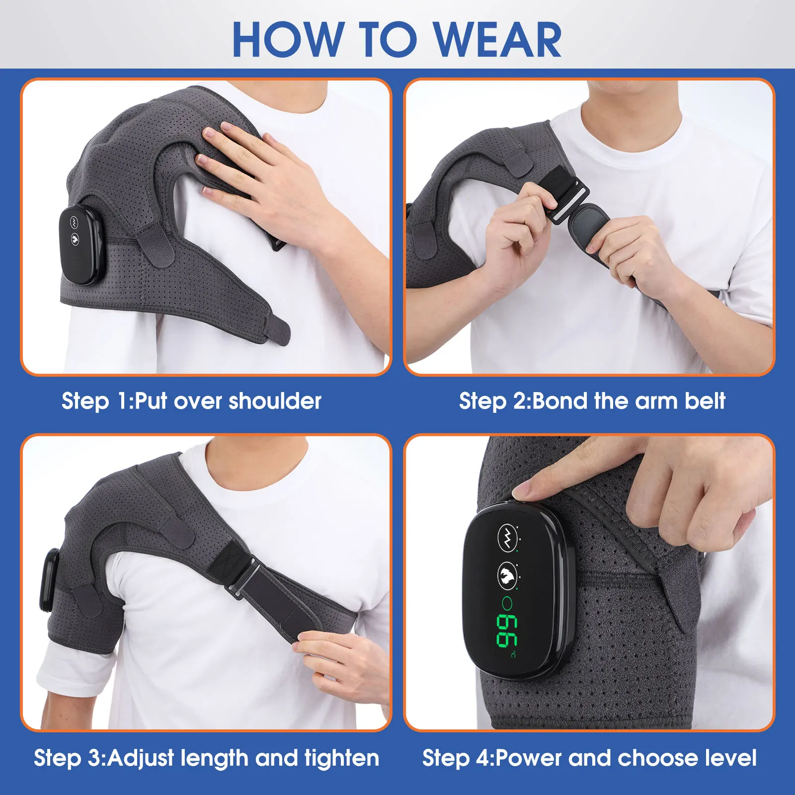 1pc Electric Heated Shoulder Strap Massage, Shoulder Massager Heating Pad,  Frozen Shoulder Pain Relief For Men And Women Heating Pad 