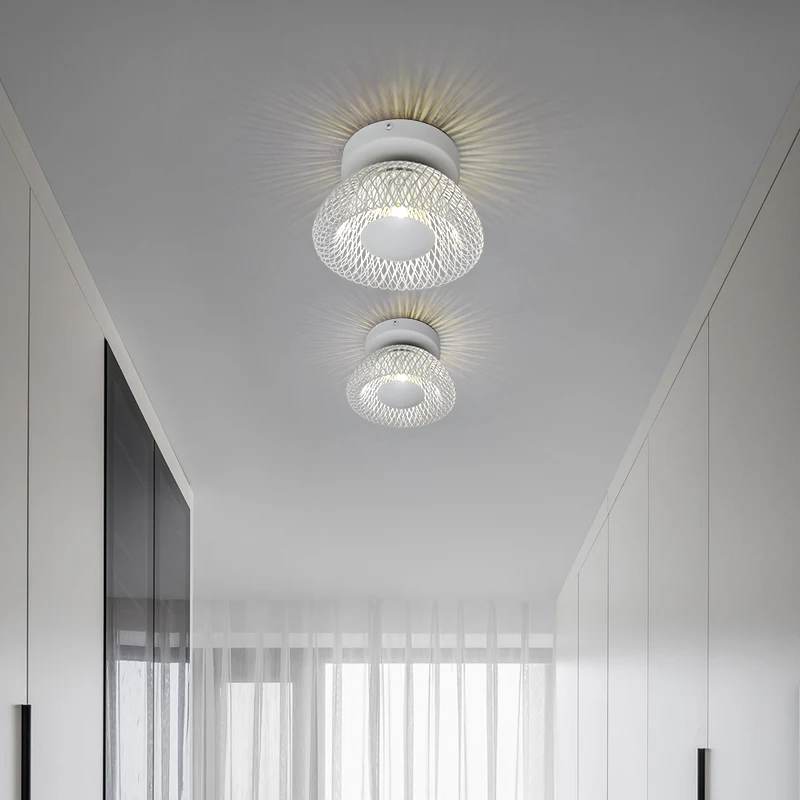 

Italy Horn Design Iron Mesh Aisle Lamp Sconce Corridor Ceiling Bedroom TV Backdrop Ceramic Head LED Home Decor Wall Lighing