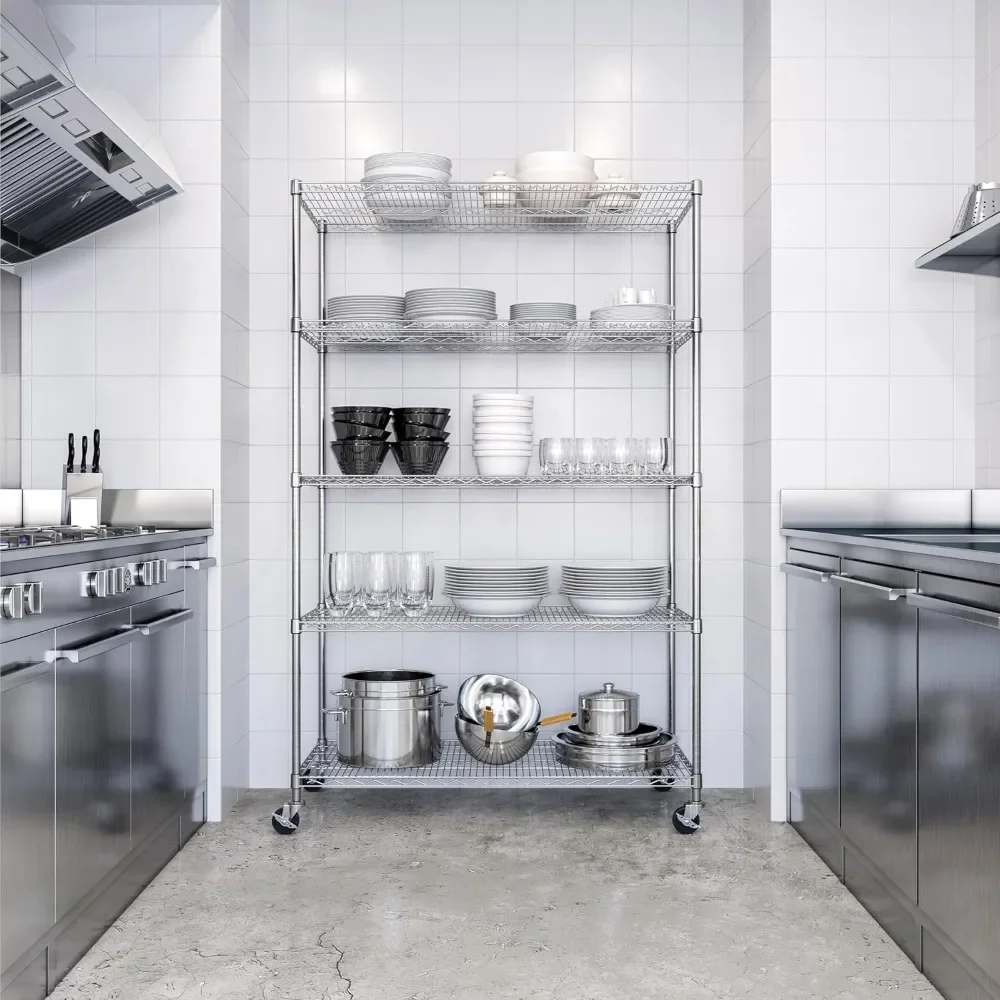 NEW-UltraDurable Heavy Duty NSF Solid Steel Wire Rack Storage Unit Organizer for Garage, Warehouse, Office, Restaurant, Classroo