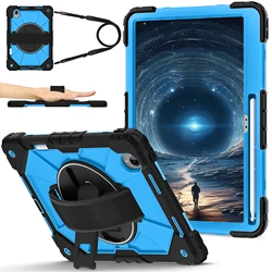 Shockproof 13 Tablet Case with 360° Rotation Stand and Shoulder Strap for Xiaoxin Pro 13 2026 (Black blue)