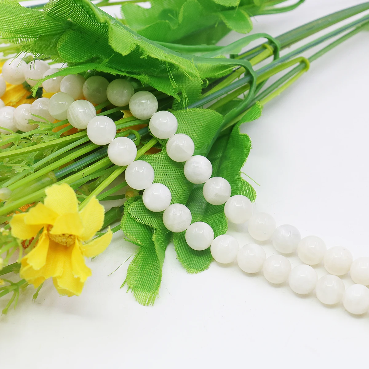 8mm Natural White Chalcedony Loose Round Bead Semi Finished Stone Diy Jade Gemstone,Jewelry Making/supplies,Gift for Women/men