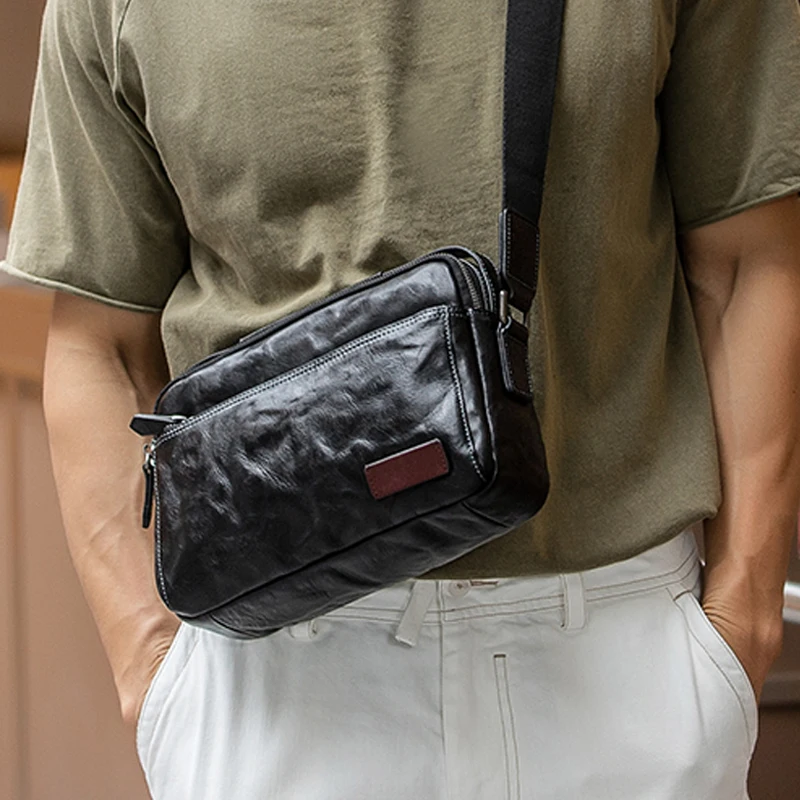 

AETOO New original men's leather handbag large capacity soft cowhide leisure backpack commuting single shoulder crossbody bag t