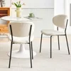 3 Pieces Tulip Dining Set, 35 Inch Sintered Stone Marble Round Dining Table and Chairs Set for 2, White Boucle Open Back 2