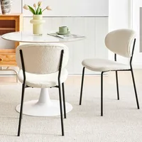 3 Pieces Tulip Dining Set, 35 Inch Sintered Stone Marble Round Dining Table and Chairs Set for 2, White Boucle Open Back 2