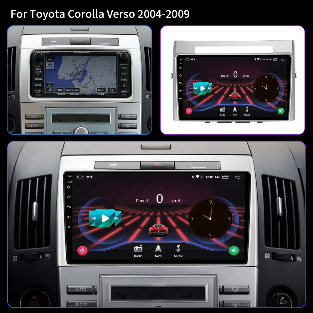 For Toyota Corolla Verso AR10 2004-2009 Android 12 Car Radio Multimedia Player 2Din Carplay Stereo GPS Head Unit Audio 9" WIFI