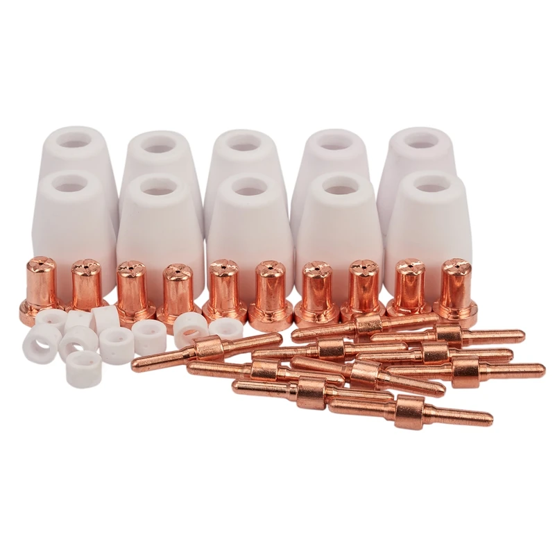 

40Pcs Air Plasma Cutter Consumables Extend Fit For Pt-31 Lg-40 Torch Cut-40 50 Standard Tips/Nozzle Electrodes Shield Cup