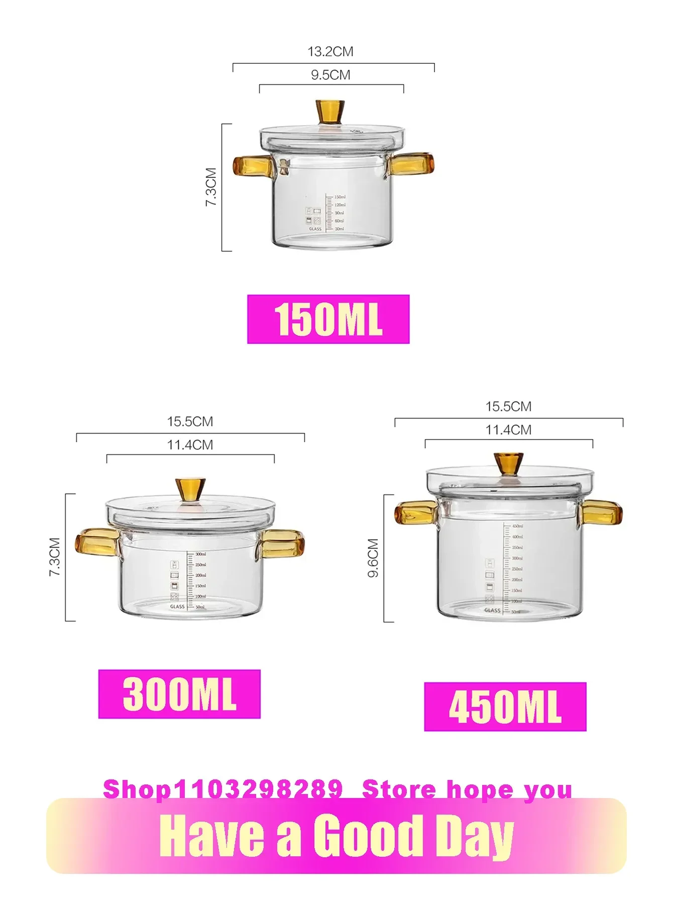 Stockpot Transparent Glass Stockpot Binaural Soup Pot Noddle Bowl Lid Household Stew Pot for Cooking Cookware Kitchen Accessories glass stock pot