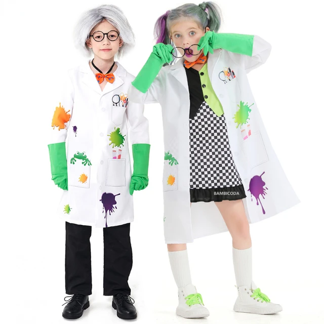 Disfraz de Doctor para niños y niñas, uniforme de clase especial, ropa  blanca para Cosplay de Halloween, científico loco, protección Experimental  - AliExpress