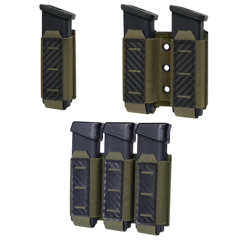 Einzel/Doppel/Dreifach MOLLE-Kompatibel 9MM Mag Pouch Quick-Release Schnalle Elastische Retention Airsoft schießen Jagd Mag Halter – Detail 8