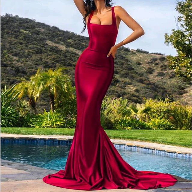 Elegant Red Mermaid Evening Dresses Off Shoulder Side Slit Bodycon  Celebrity Prom Dress Dubai Pleated Formal Gown فستان سهرة - AliExpress