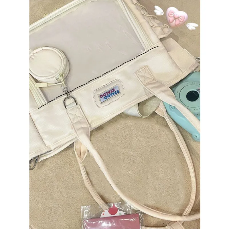 JIAERDI Harajuku Yellow Handbag Tote Bag Women Transparent Casual Crossbody Bags Itabag Ladies Canvas Messenger Bag 2025 New