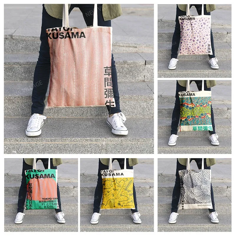 Canvas shoulder bag organization storage Handbags cosmetics travel Women's bag Shopping Fabric pouch nordic boho grocerie