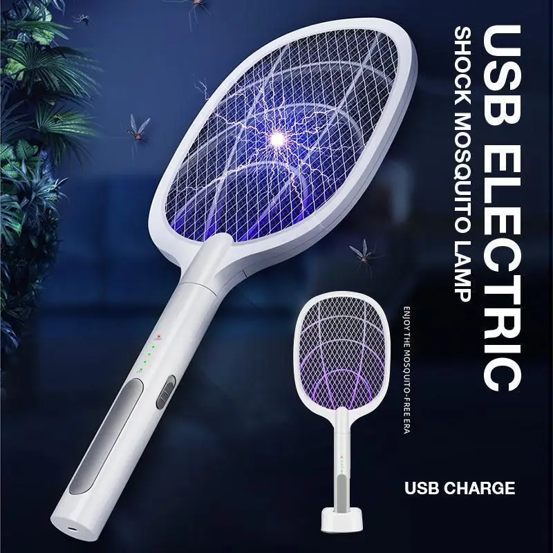 Usb Electric Shock Mosquito Lamp Portatile Palmare Usb Ricarica Fly Swatter Shock Elettrico Lampada A Rete A Triplo Strato Strumenti Per La Casa