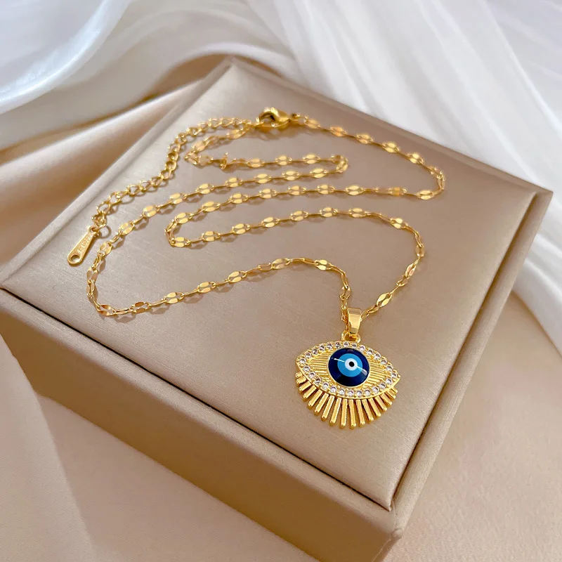1pc Exquisite & Fashionable Personalized Evil Eye Pendant, Niche Design  Women's Collarbone Necklace Great For Parties