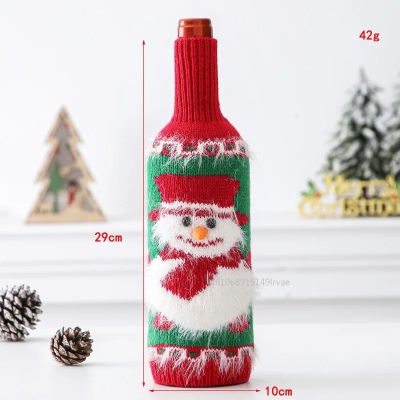Christmas Wine Bottle Cover Set Santa Snowman Woven Wine Bottle Bags For Xmas Party Dinner Table Decor Navidad New Year Gifts