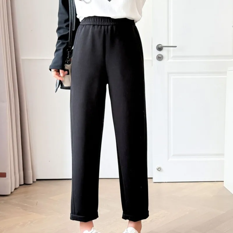 XXXXXL Fashion Plus Size Women's Harem Pants Autumn New Style Simple And Casual Solid Color Elastic Waist Ankle-Length Bottoms