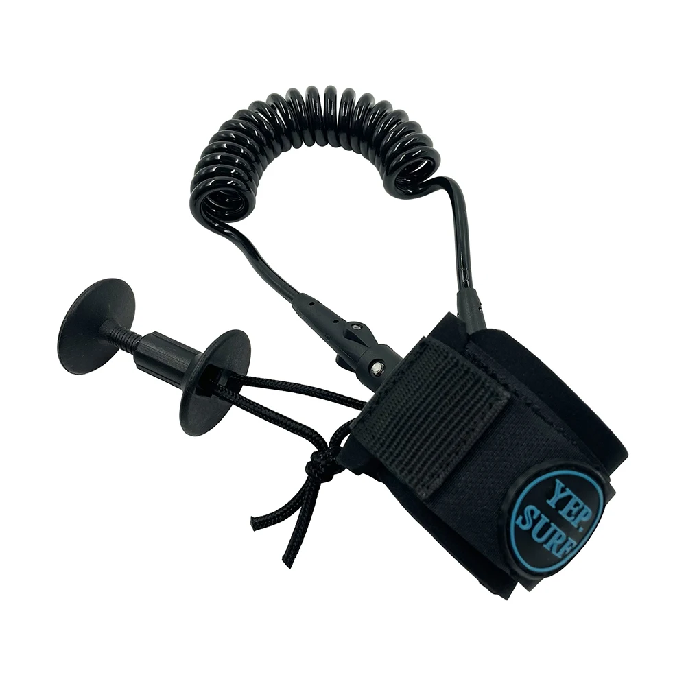 5.5MM Thick Body Surfing Leash by Upsurf-5ft Black Coiled Safety Strap for Swim & Board Sports