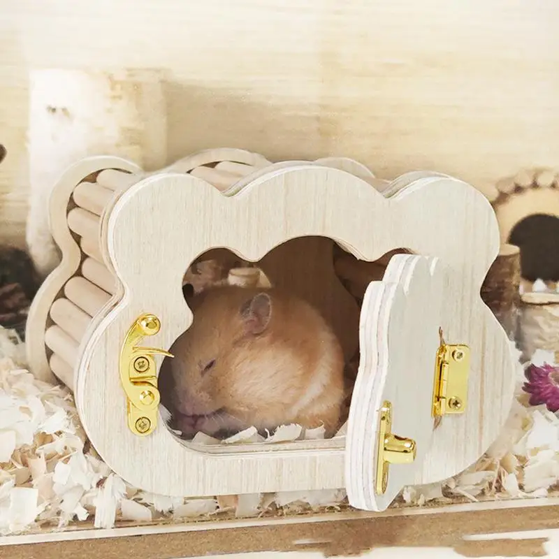 Tiny Hamster Wooden House Cute Cloud Shapes Tiny Hamster Hideout Small Animals Habitat Hut Small Pets Woodland House Habitats 3