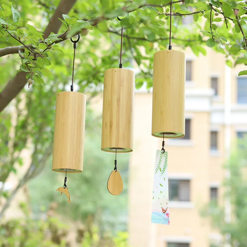 Wind Chimes Bamboo Chord Handmade Musical Outdoor Bell Sound Healing Gifts 1 Set bamboo wind chimes