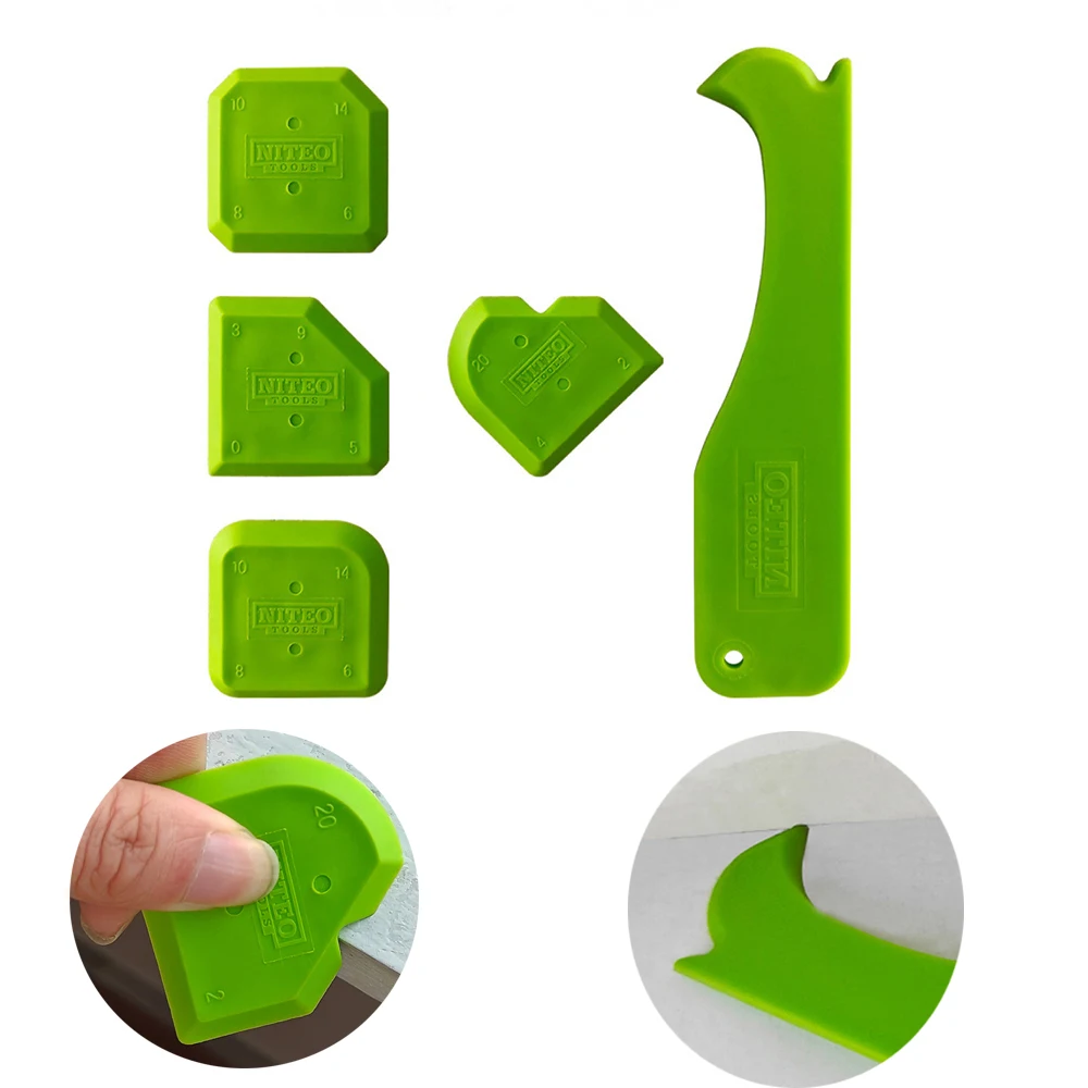 

5pcs Window Door Silicone Sealant Spreader Spatula Scraper Cement Caulk Removal Tool Finishing Sealant Grout Kit Caulking