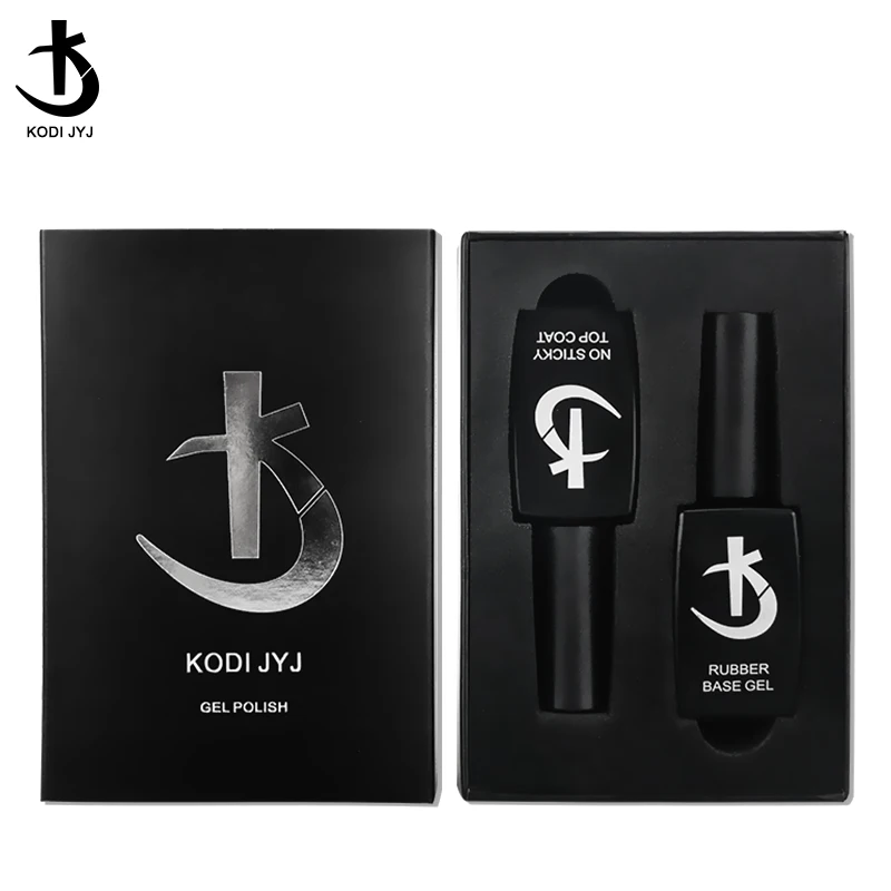 KODI JYJ New Upgrade Rubber Base Gel Nail Polish Set Semipermanent Top Coat y Base Coat uv led Gellac Super Bright No Sticky Top 2
