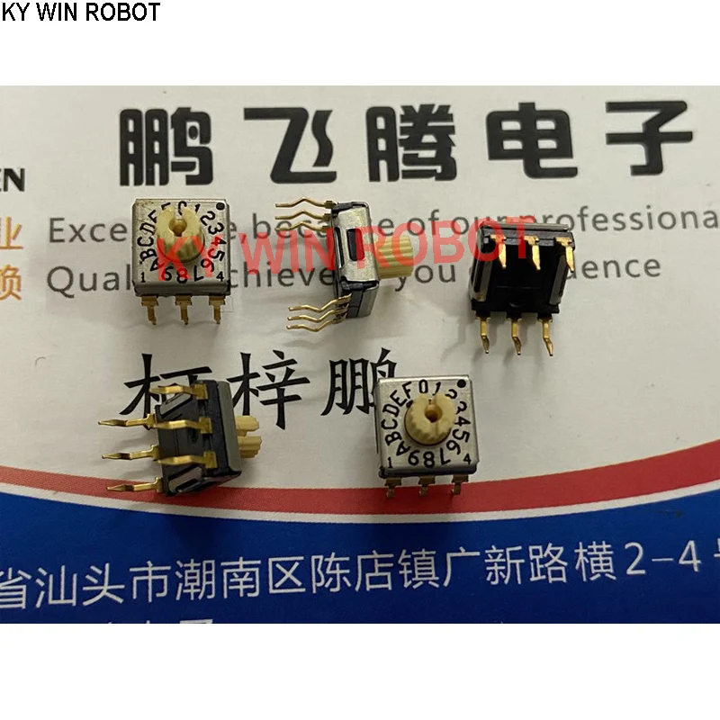 

1PCS Imported Japanese RDS616 0-F/16-bit rotary dial coding switch with handle 3:3 pin position