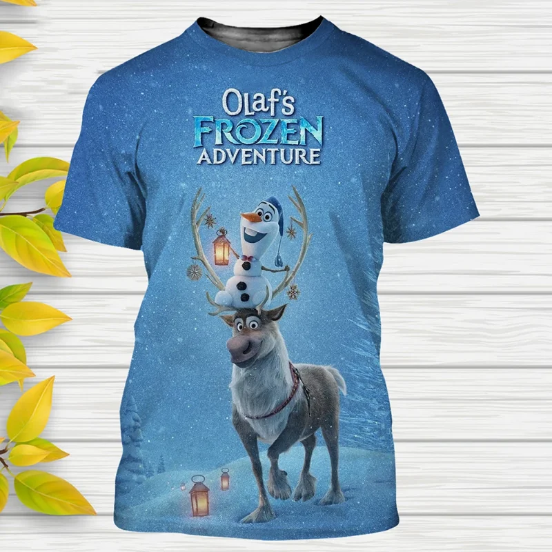 

New Frozen Anime 3D Print T-shirt Cute Disney Girl Boy Clothing Summer Oversized T Shirt Harajuku Street Unisex Tops Tees