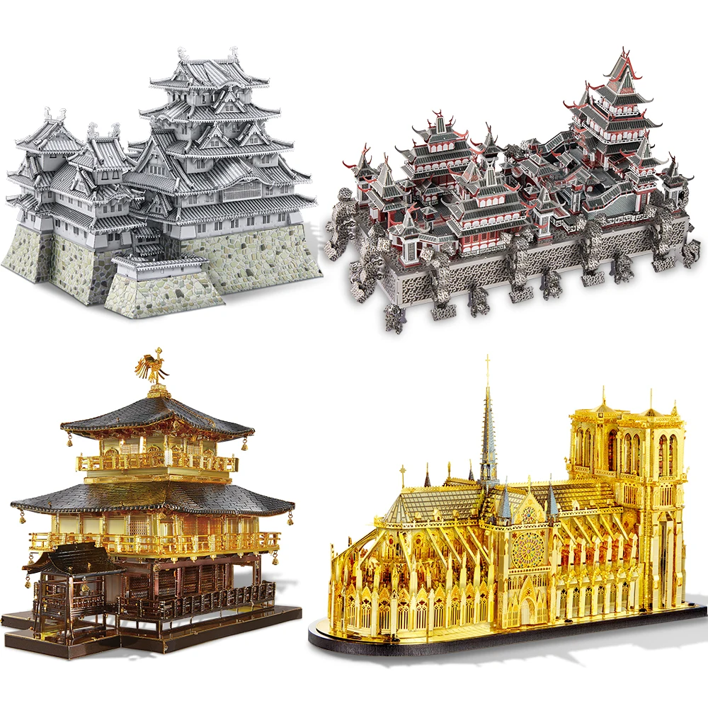 

Piececool Model Building Kits Notre-Dame of Paris Himeji-jo Construction Series 3D Puzzles Metal DIY House Toy Christmas Gift