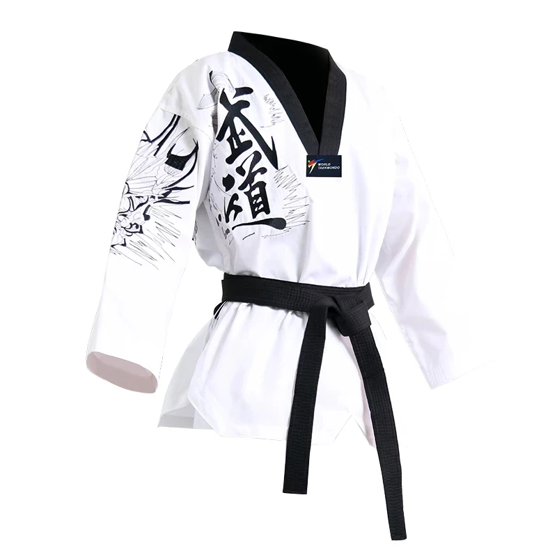 Adult Men Women Master Taekwondo Uniforms Dobok Tae Kwon Do Trainer Suit Free White Belt