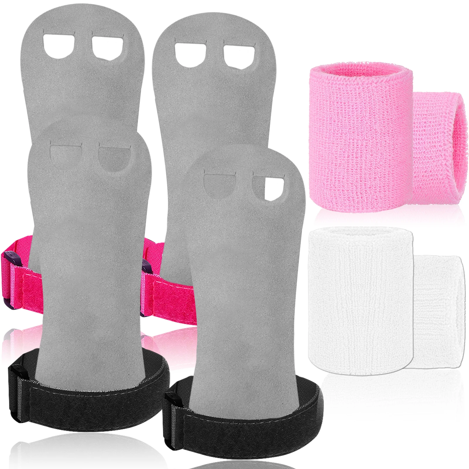 Gymnastic Gloves with Wrist Wrap Leather Hand Grips Crossfit for Kids