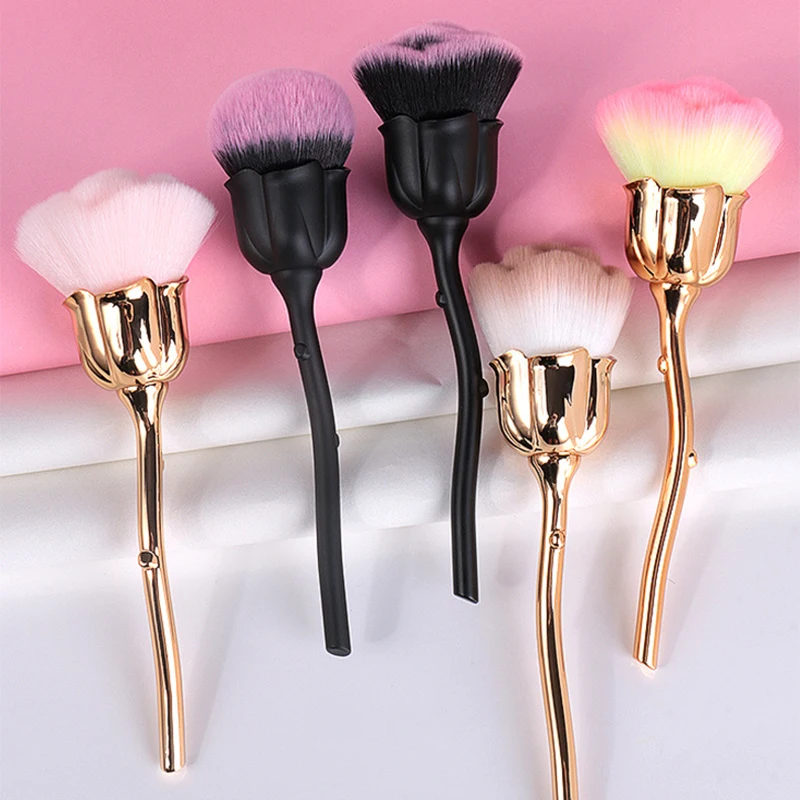 Flower Nail Brush For Manicure Rose Nail Art Brush Nail Accesories Tools Popular Round Small Gel polish Dust Cleaning Brushes 3