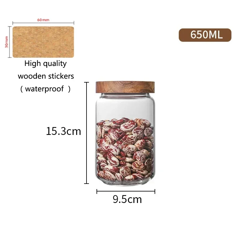 Wood Lid Glass Airtight Kitchen Storage Container