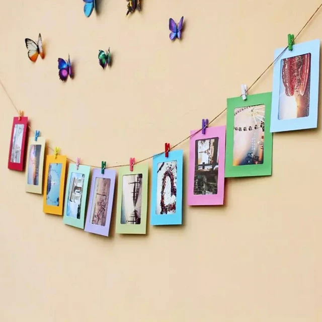 Paper Photo Frames,  Cardboard Picture Hanging Kit, With Wooden