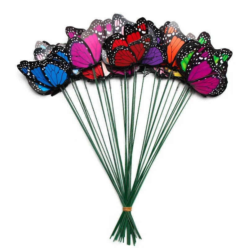 Butterfly Decoration Garden Art Decor 10/20 pcs 3D Monarch Butterfly Simulation Butterfly Waterproof Garden Flower Wedding Yard Planter Outdoor Flower Pots Decoration