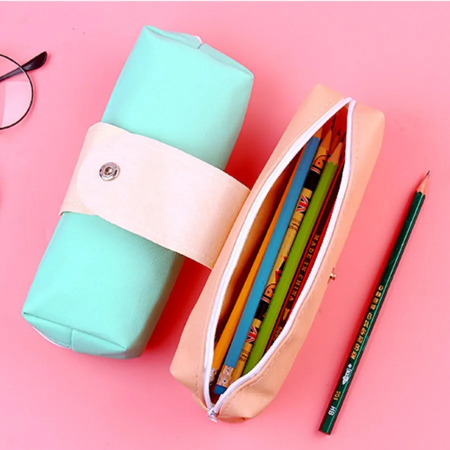 2Pcs Stationery Box Cute Creative Cartoon Large Capacity Pencil Bag Pencil Box Leather PU Case Students and Children