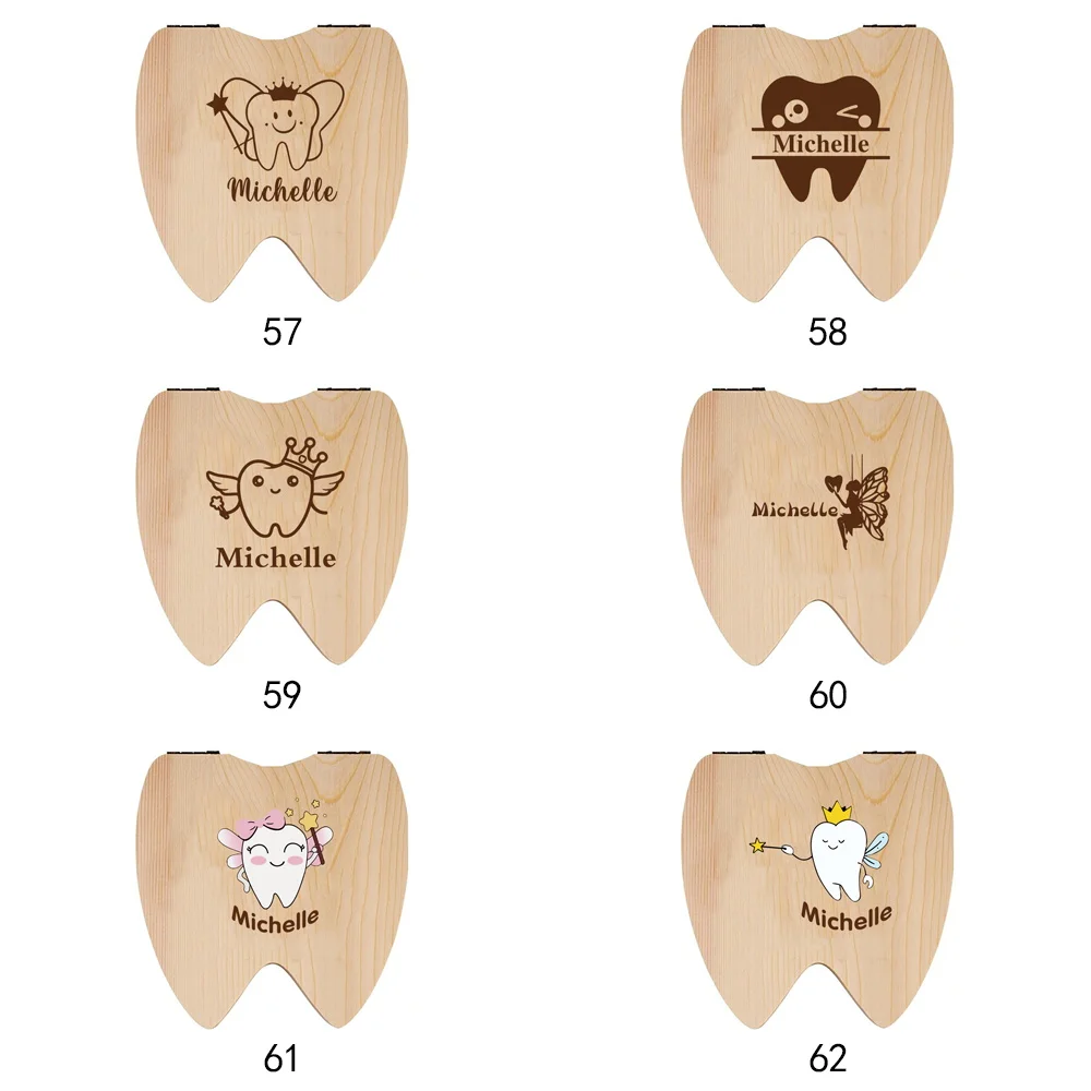 Name Wooden Milk Tooth Case Organizer Kid Lost Tooth Keepsake Storage Box Container Protector Souvenir Personalized