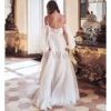 Women's Puffy Long Sleeve Wedding Dresses with Slit Off Shoulder Tulle Wedding Formal Evening Gowns Customized 2