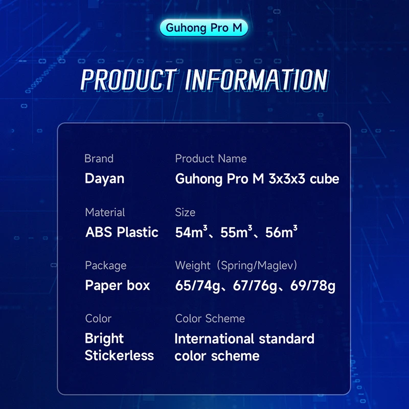 DaYan GuHong Pro M Maglev 3x3 Magic Cube PROM Magnetic Spring Magic Cube Puzzle Toys For Children Kids Gift Toy 5
